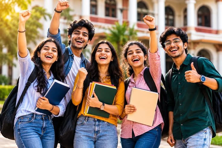 ETEC students celebrating together on campus
